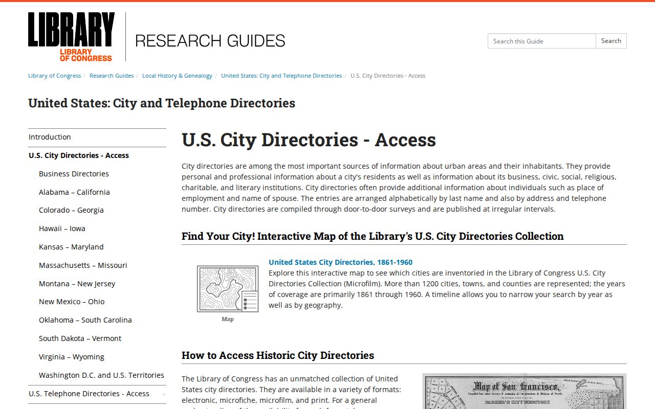 New Jersey city directory holdings in the Library of Congress guide