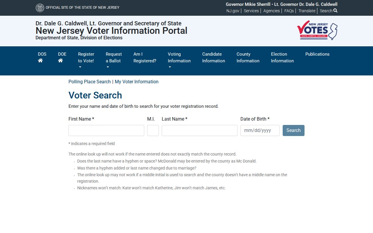New Jersey resident lookup voter registration status portal