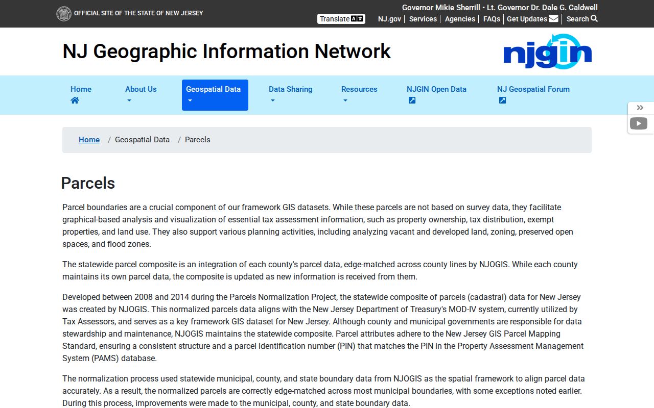 New Jersey street directory reference to statewide parcel data and map search